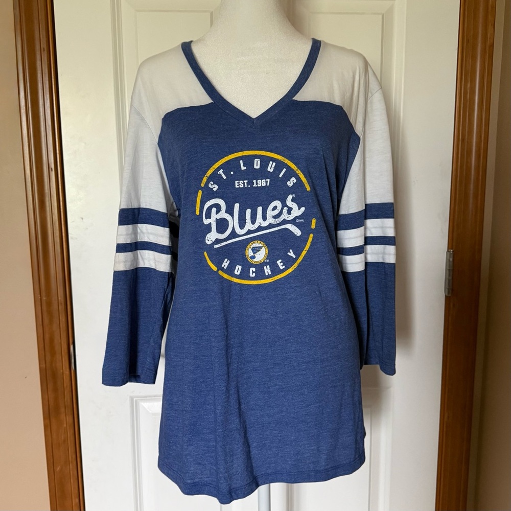 NHL Blue and White St. Louis Blues V-Neck Tee